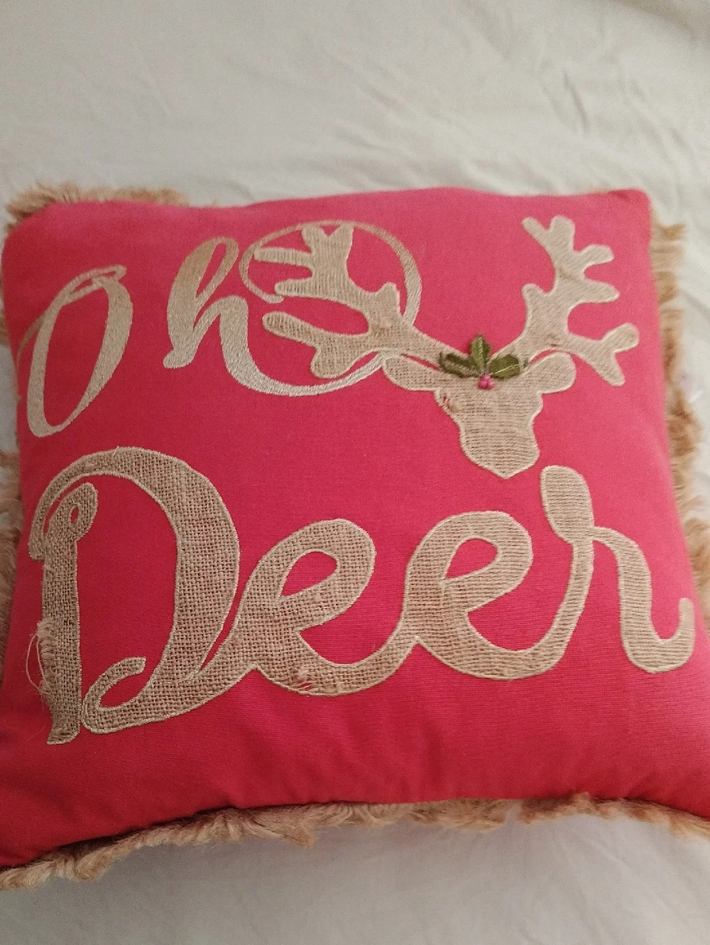Holiday 'Oh Deer' Pink Decorative Throw Pillow